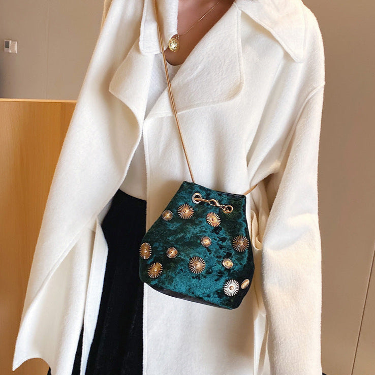 Solena Faux Velvet Bucket Bag