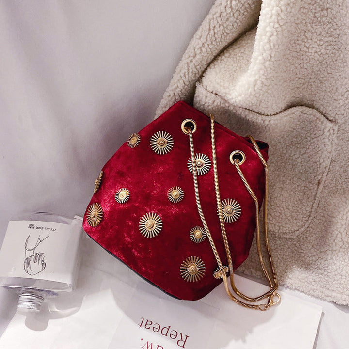 Solena Faux Velvet Bucket Bag