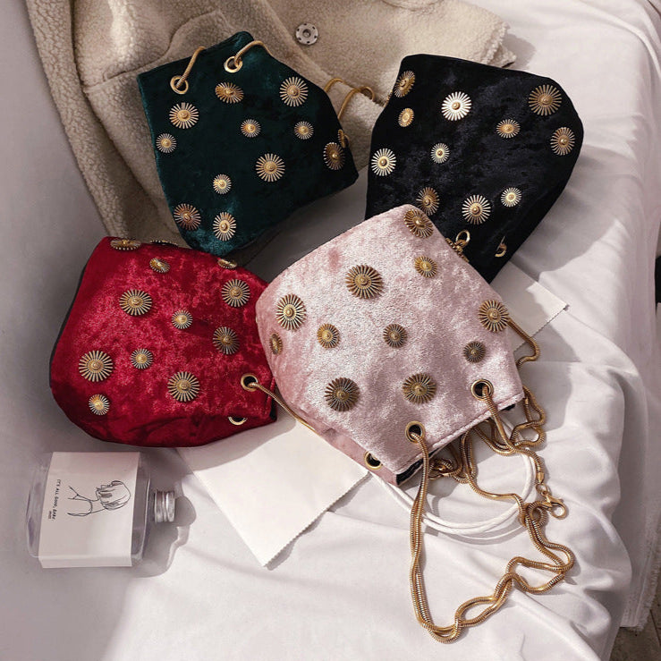 Solena Faux Velvet Bucket Bag