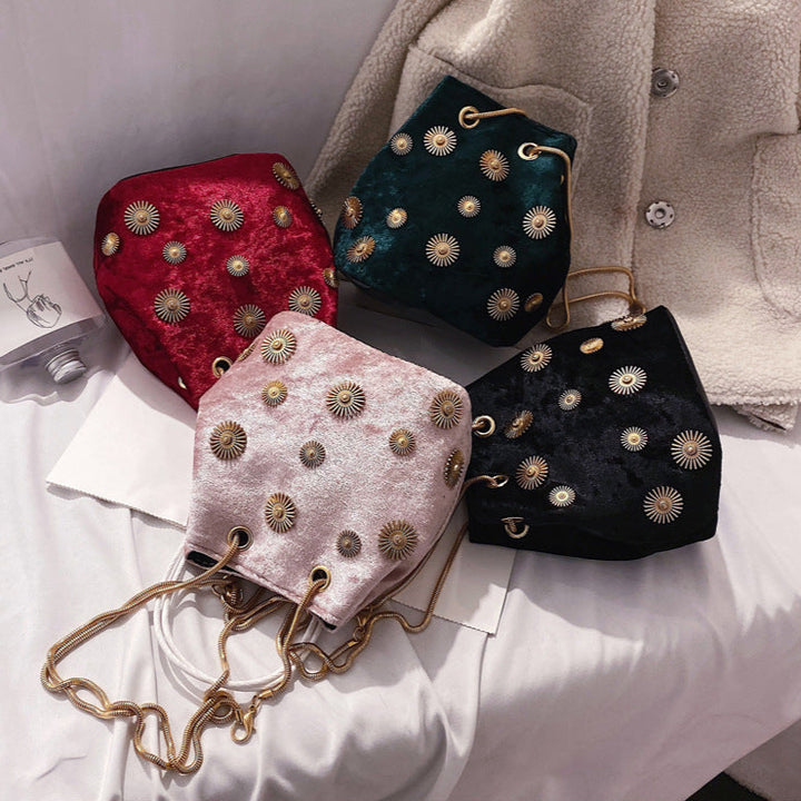 Solena Faux Velvet Bucket Bag