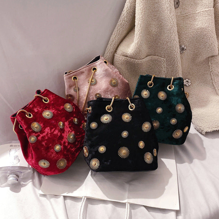 Solena Faux Velvet Bucket Bag