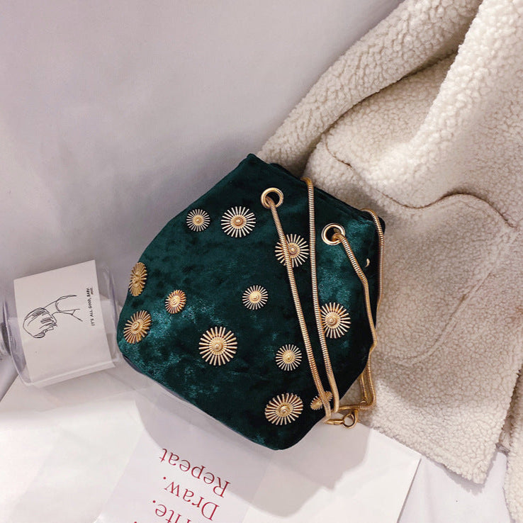 Solena Faux Velvet Bucket Bag
