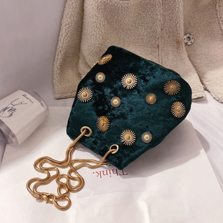 Solena Faux Velvet Bucket Bag