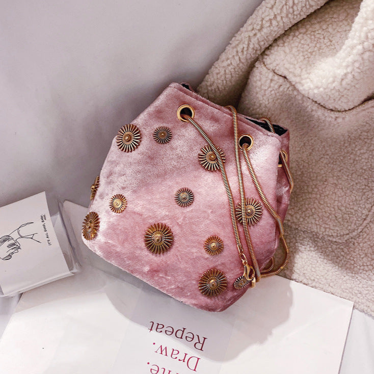 Solena Faux Velvet Bucket Bag