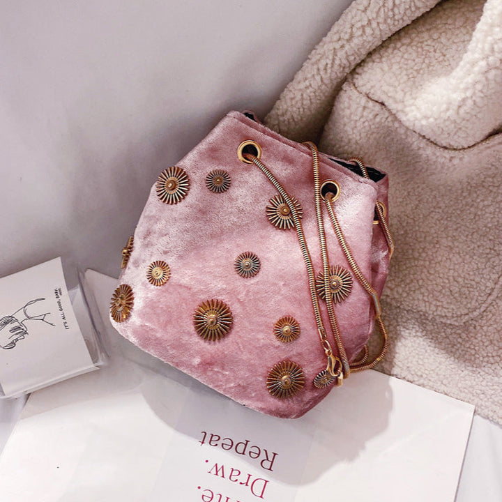 Solena Faux Velvet Bucket Bag