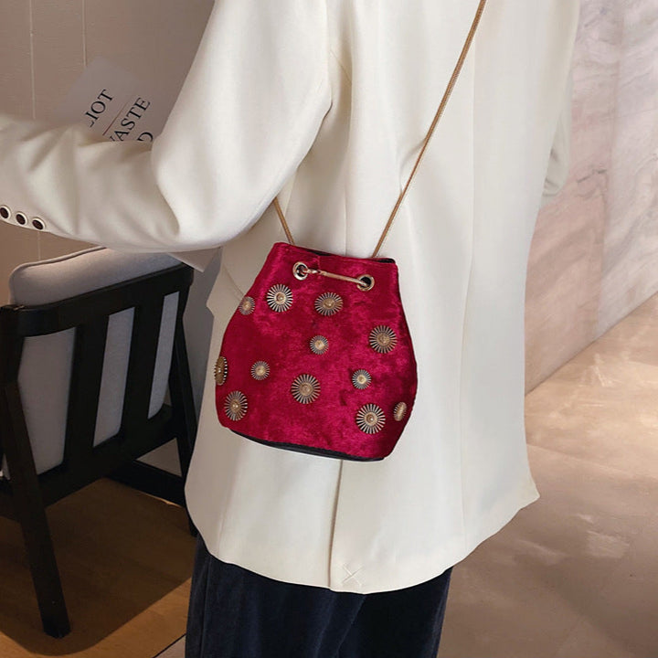 Solena Faux Velvet Bucket Bag