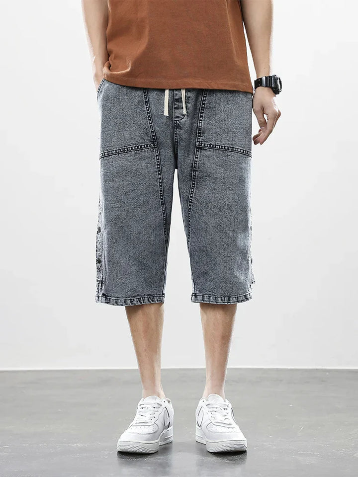 Logan Drop-Cut Denim Shorts