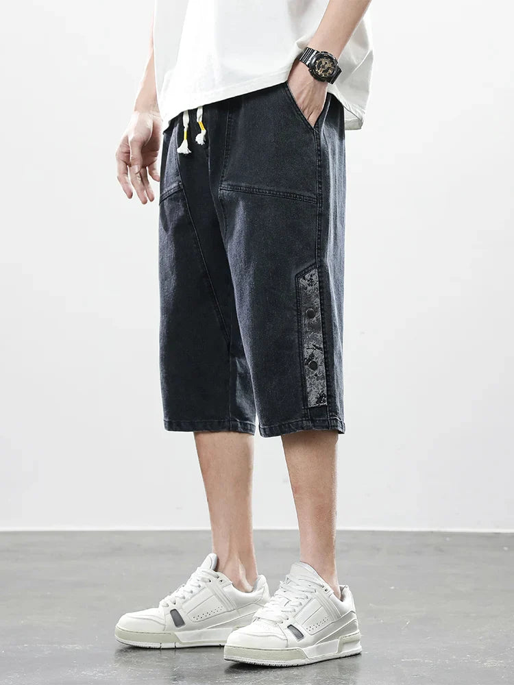 Logan Drop-Cut Denim Shorts