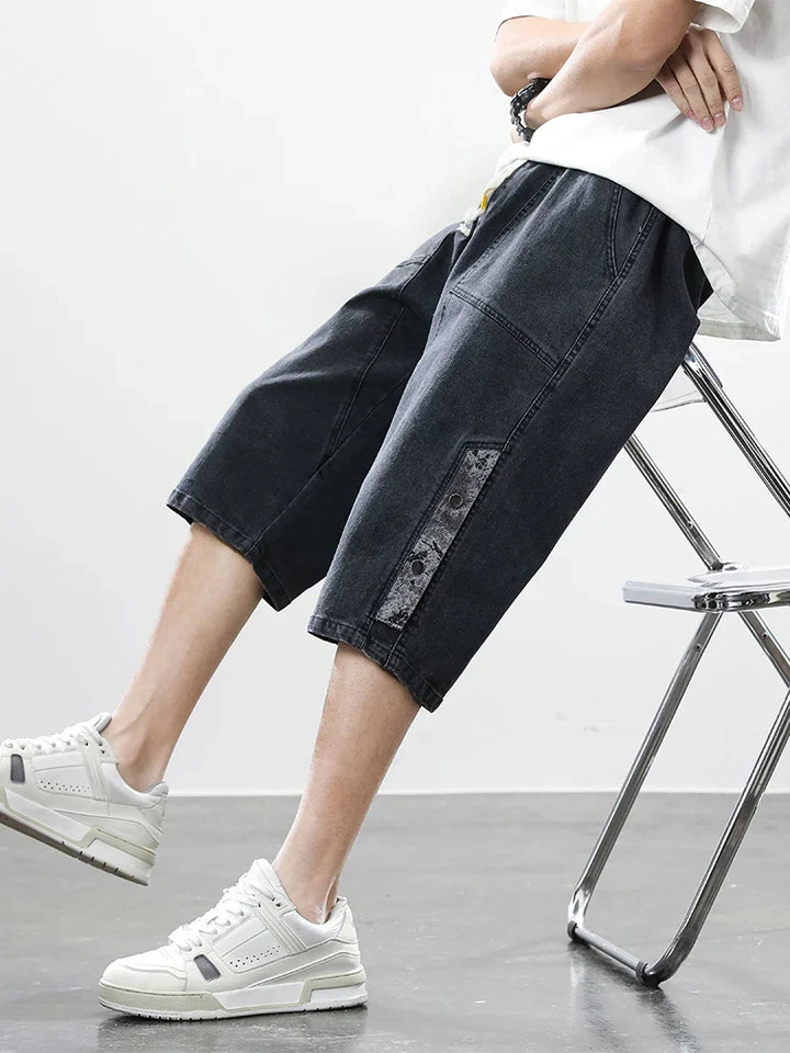 Logan Drop-Cut Denim Shorts