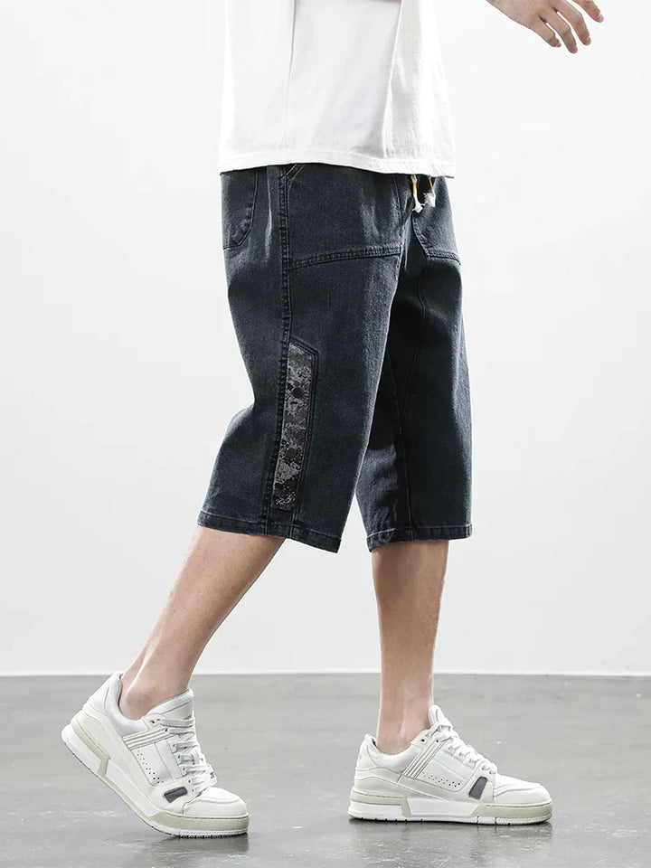 Logan Drop-Cut Denim Shorts