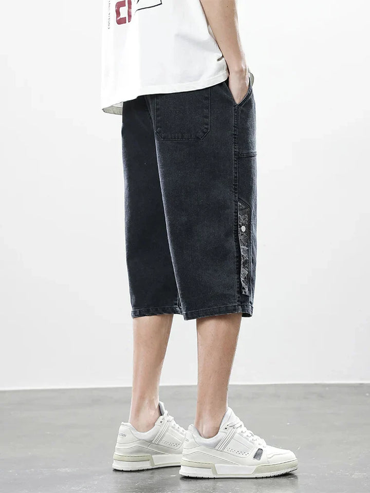 Logan Drop-Cut Denim Shorts
