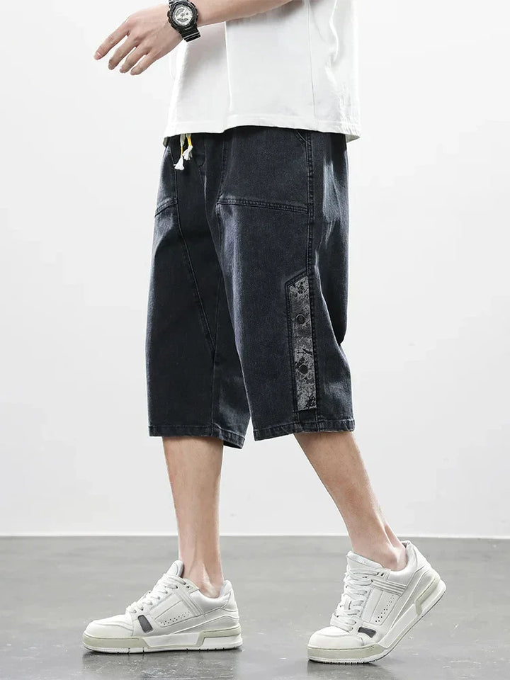 Logan Drop-Cut Denim Shorts