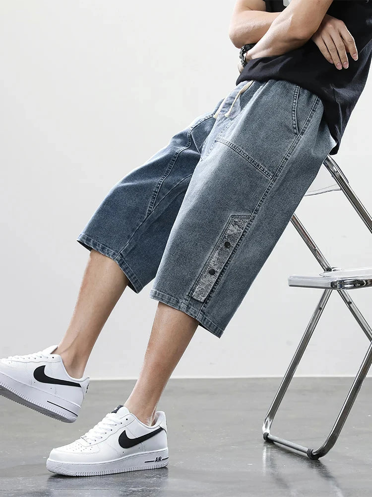 Logan Drop-Cut Denim Shorts