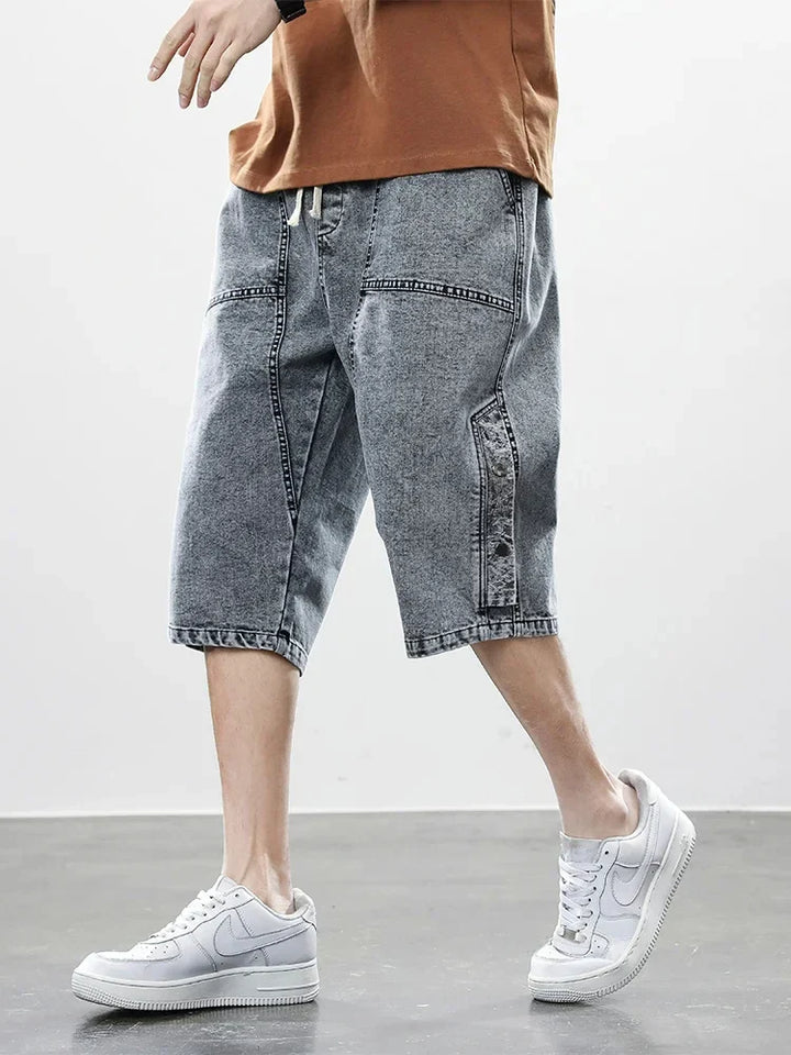 Logan Drop-Cut Denim Shorts