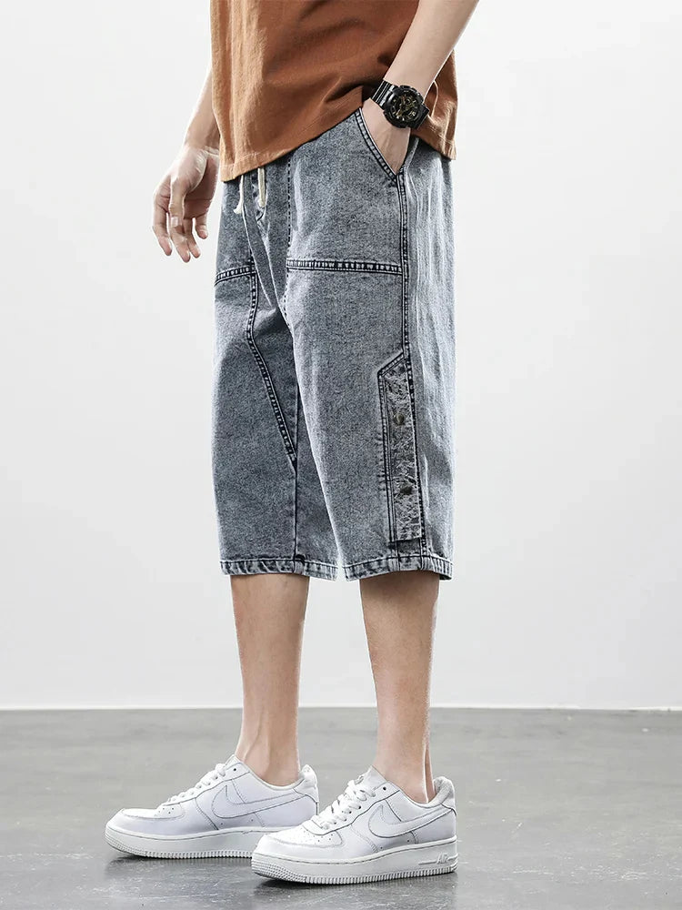 Logan Drop-Cut Denim Shorts