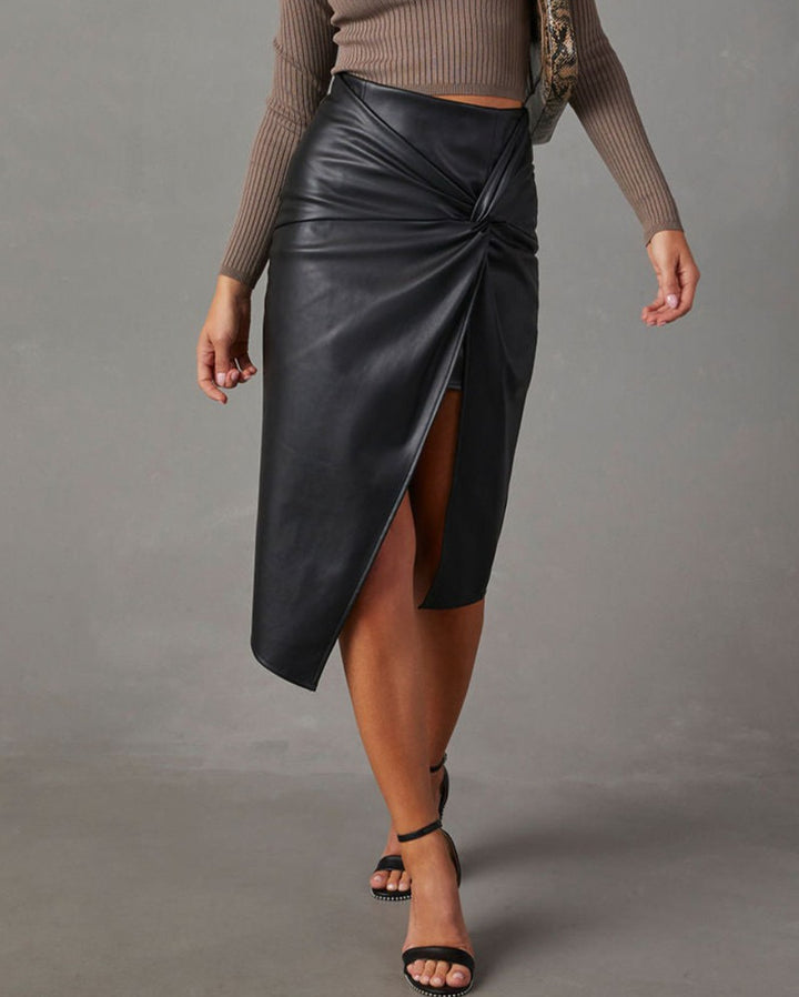 Knot Vegan Leather Skirt