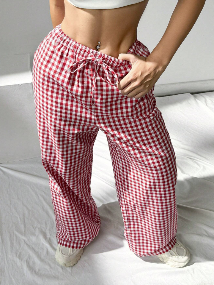 Gingham Wide Leg Pants