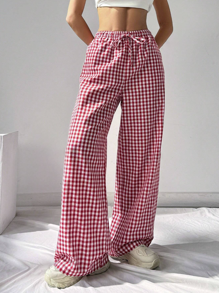 Gingham Wide Leg Pants