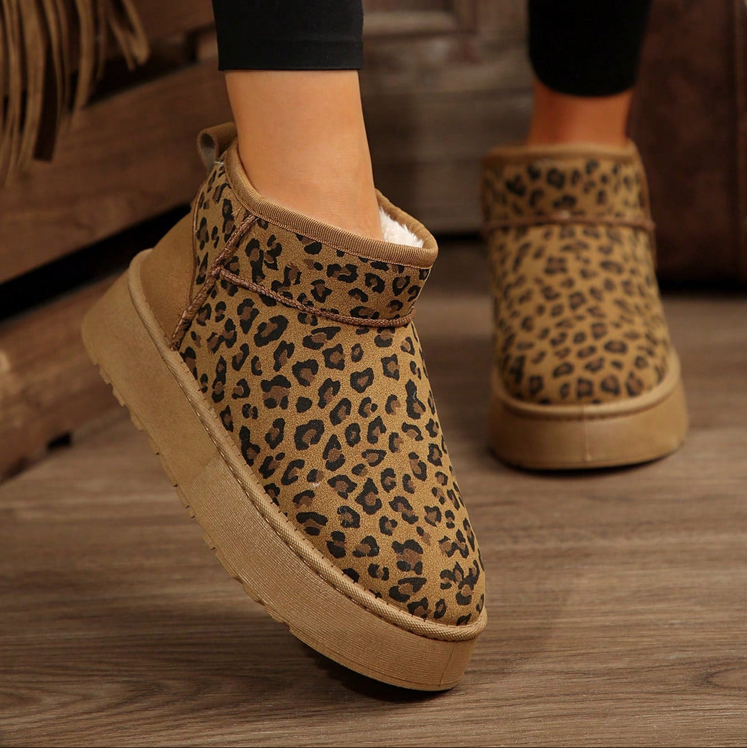 Leopard Winter Ankle Boots