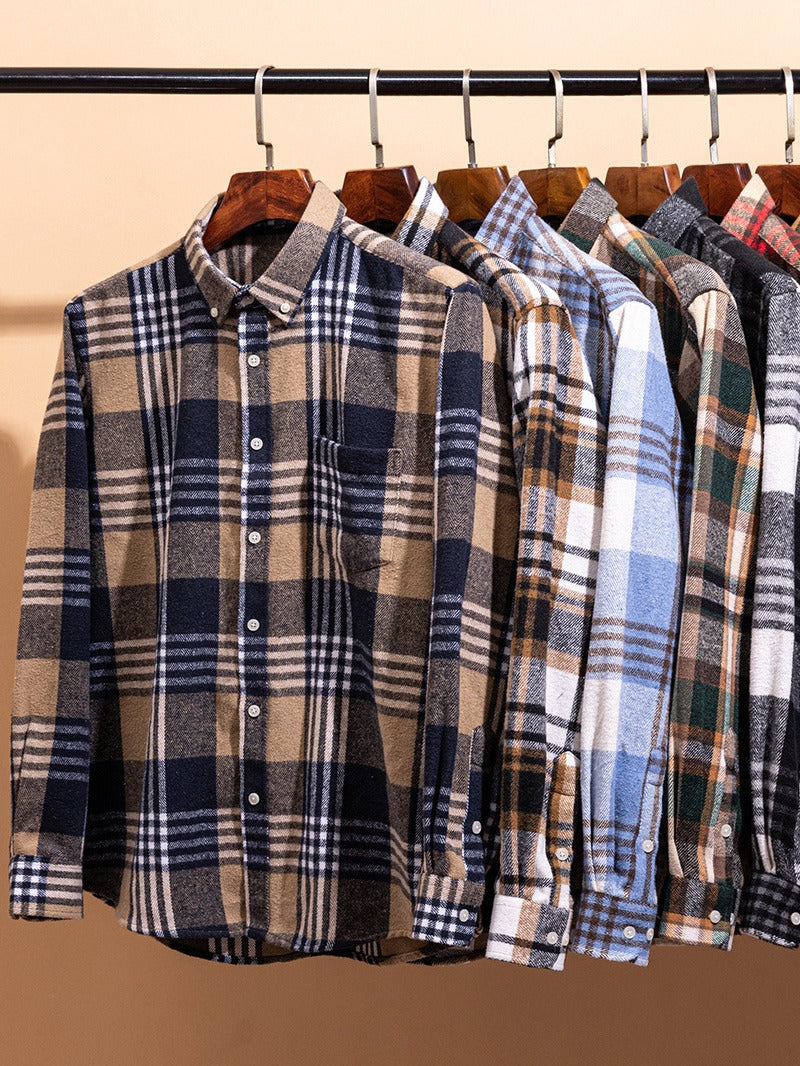 Long Sleeve Cotton Plaid Shirt