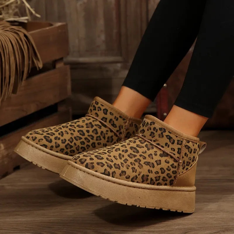 Leopard Winter Ankle Boots