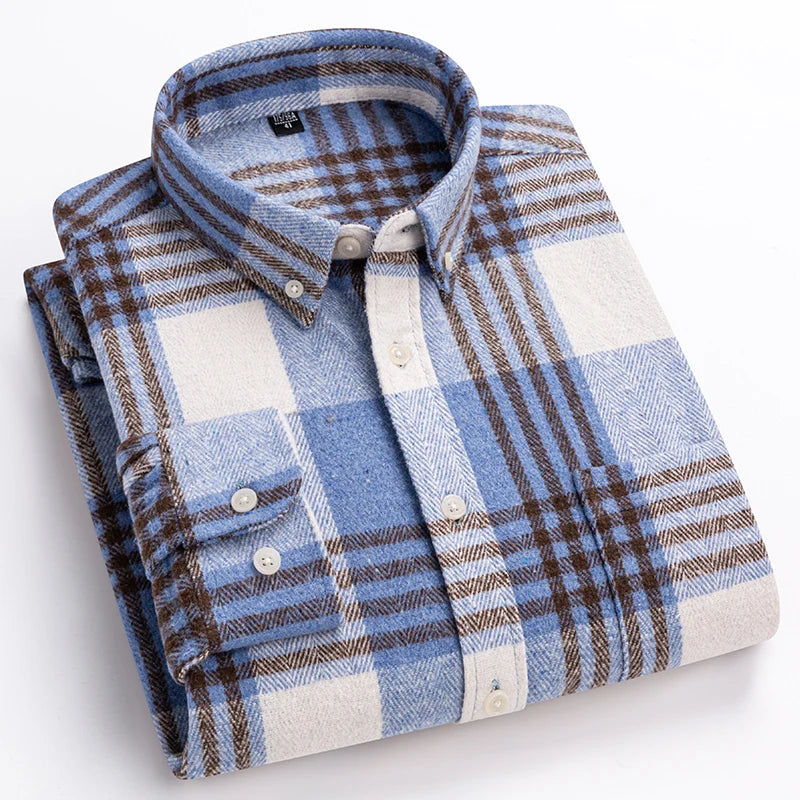 Long Sleeve Cotton Plaid Shirt