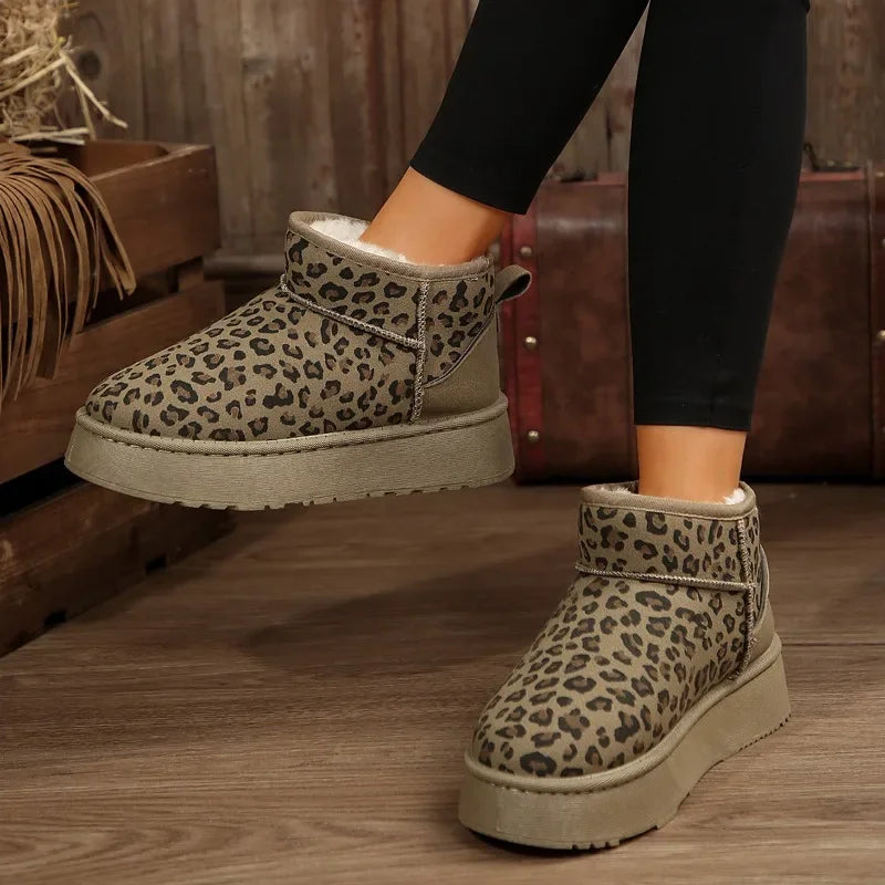 Leopard Winter Ankle Boots