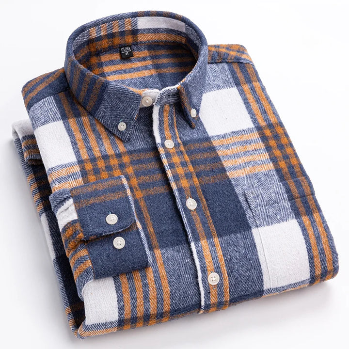 Long Sleeve Cotton Plaid Shirt