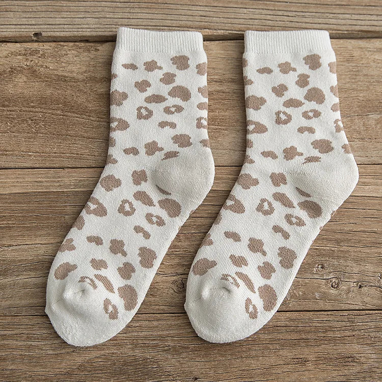 Leopard Print Cotton Socks (5-Pack)